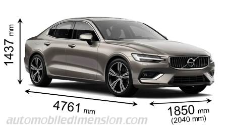 Dimensioni Volvo S60 2019 con lunghezza, larghezza e altezza